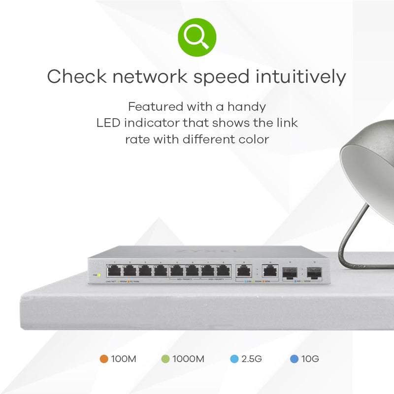 Zyxel 12-Port Multi-Gig Unmanaged Switch | 2X 2.5G | 2X 10G SFP+ | Desktop/Wallmount [XGS1010-12] - Image 3
